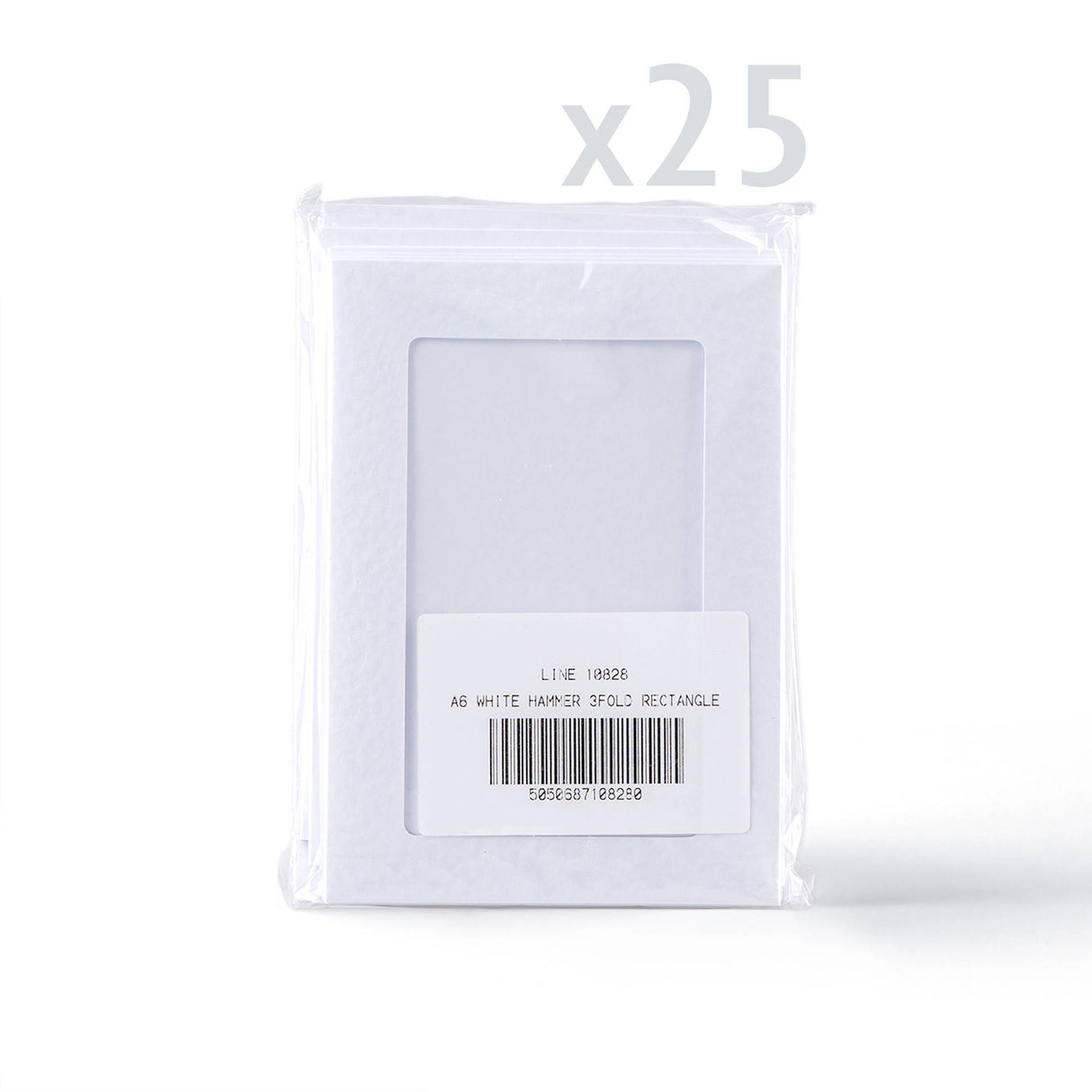 Witte kaarten met gehamerde structuur en rechthoekig venster – verpakking